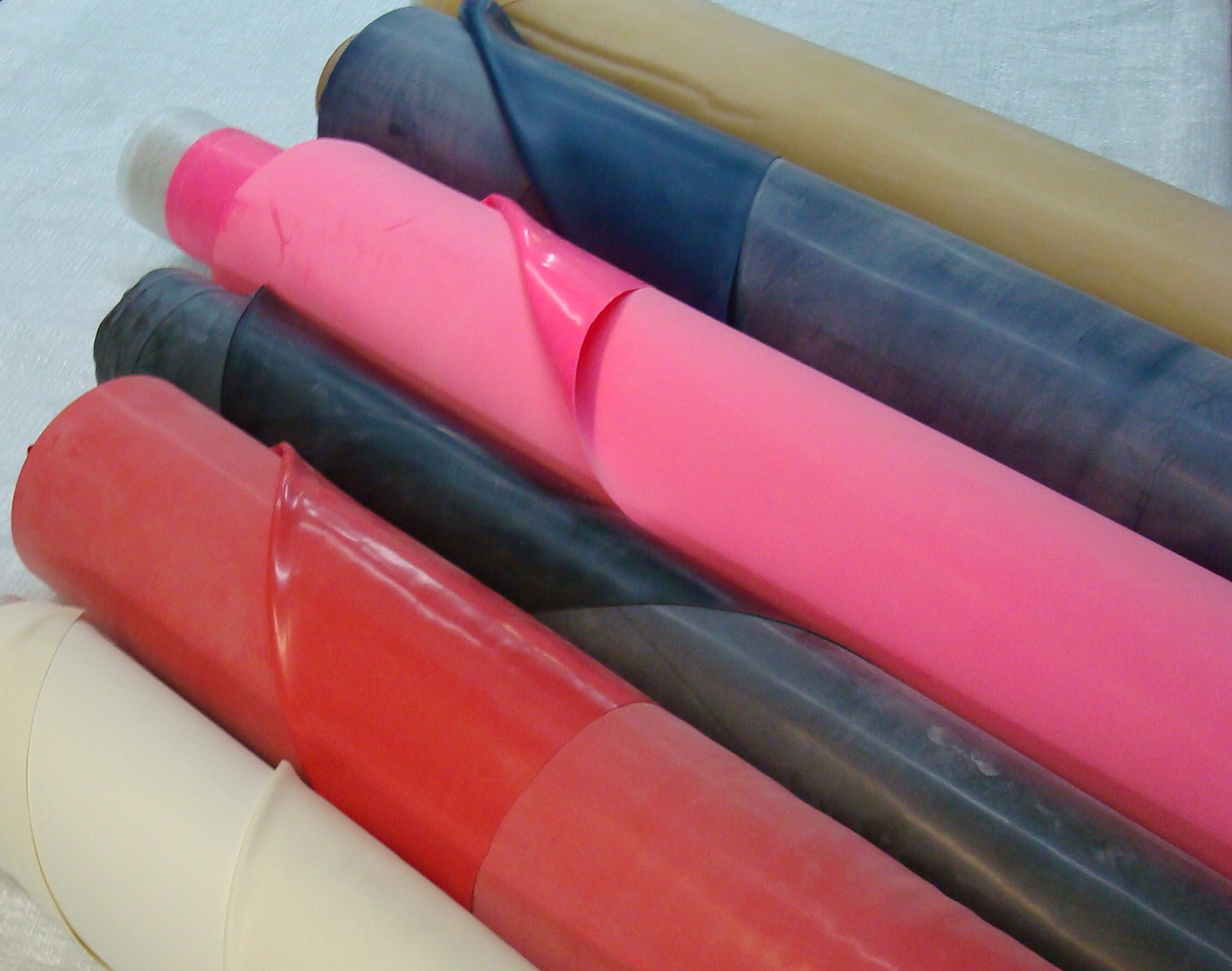 Sheets of latex rubber